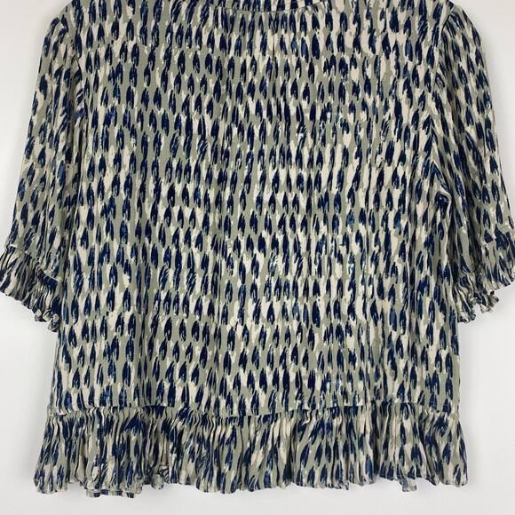 Madewell Sunpleat Lace Up Crepe Gray Feather Blouse Womens Size Small - Picture 12 of 14